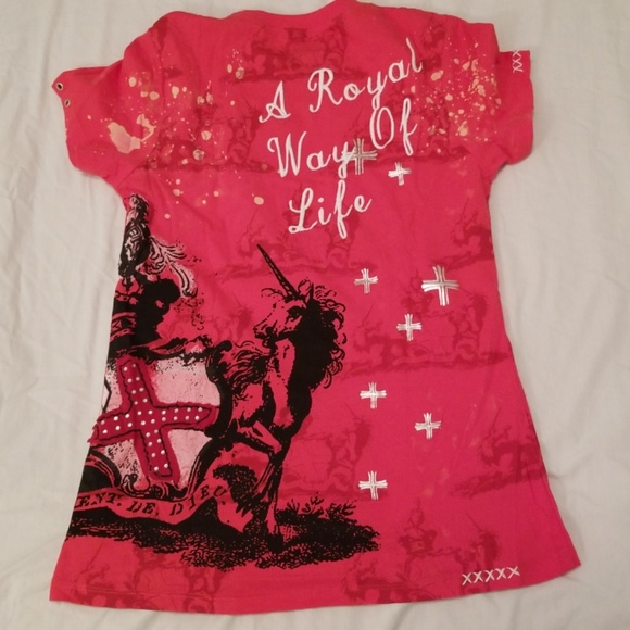 Rebel Spirit red unicorn distressed tshirt size L - Picture 3 of 8